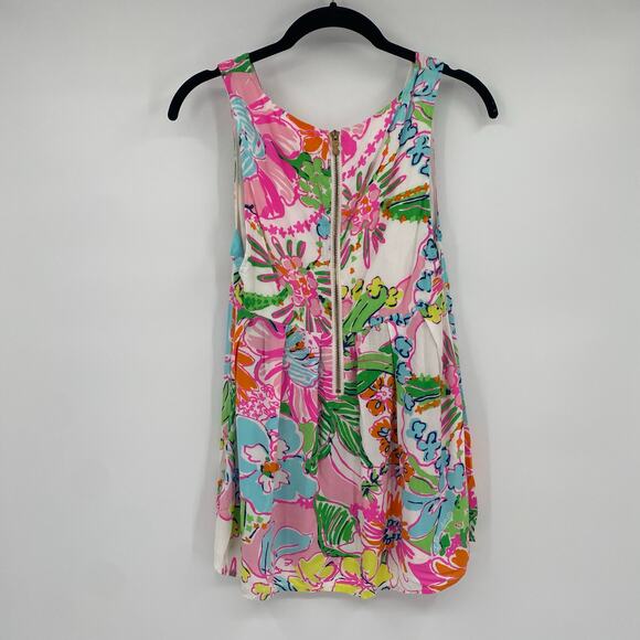 Lilly Pulitzer Target Nosey Posey Tropical Floral Swing Babydoll Tank Top XS - Picture 3 of 8